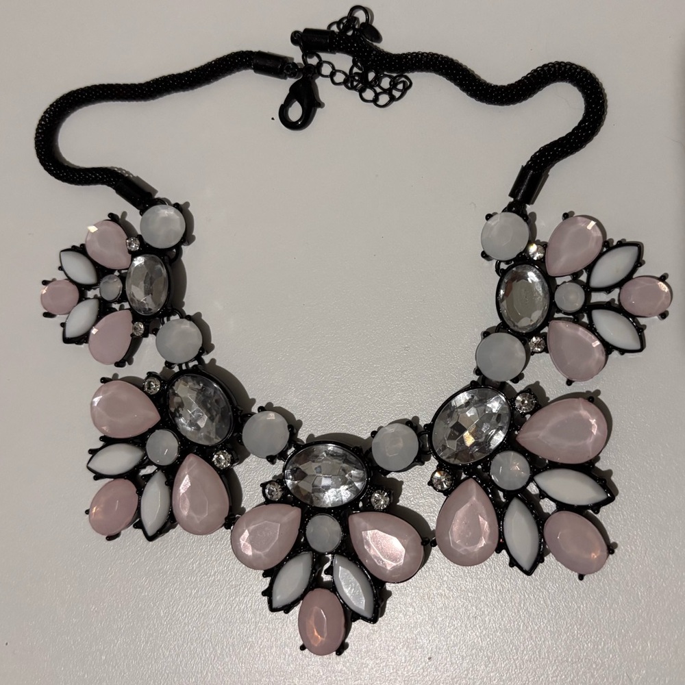 Pink and White Gemstone Necklace